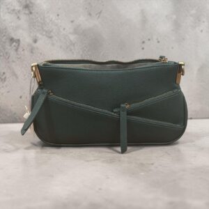 Olive Green Multi-Zip Shoulder Handbag